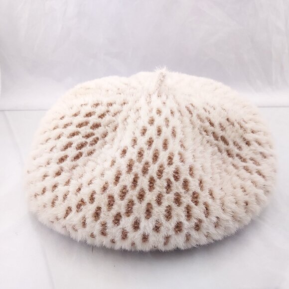 Anthropologie Textured Beret Hat French Motif One Size Adjustable Cream - Picture 5 of 7